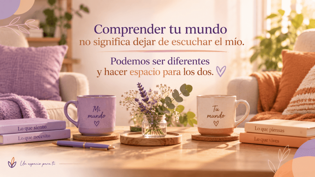 Dos espacios diferentes que se encuentran, representando dos experiencias dentro de un vínculo