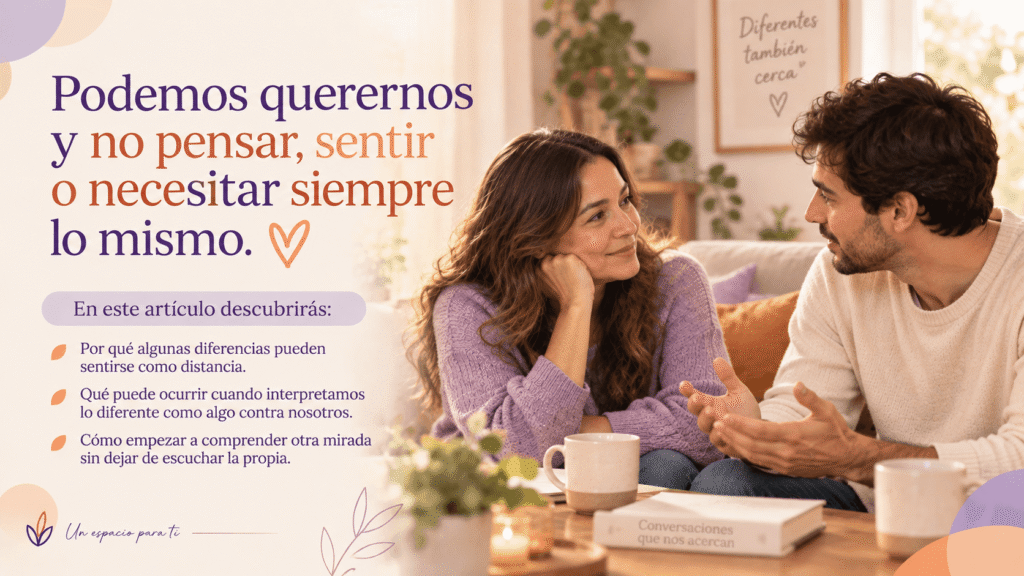 Hombre y mujer conversando con cercanía aunque tengan maneras diferentes de pensar y sentir